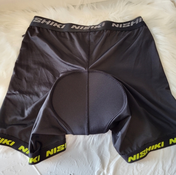 Nishiki Black Cycling Shorts with Neon Accents, Size 30 - Picture 3 of 4